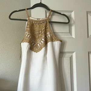 Lilly Pulitzer white and gold Cocktail Dress | Bride Rehearsal Dinner